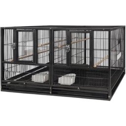 Aufun - Vogelkäfig Papageienkäfig Doppelkäfig Trennwand Trenngitter Zuchtkäfig Vogelhaus 96 x 46X