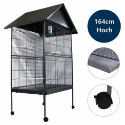 Mucola - Vogelvoliere Grau xxl Voliere Vogelkäfig Vogelhaus Käfig Zuchtkäfig Tierkäfig