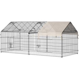 Pawhut - Freigehege Freilaufgehege mit Sonnenschutz Kleintiergehege Kaninchenstall außen Kaninchen