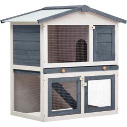 Kaninchenstall 3 Türen Grau Holz Vidaxl Grau