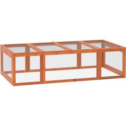 Freilaufgehege für Kleintiere Aufklappbares Dach Tannenholz Orange - orange - Pawhut