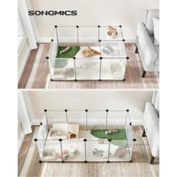Freigehege mit Bodenplatten, Laufstall, Meerschweinchen Gehege, aus Kunststoff, Gehege für Hamster,