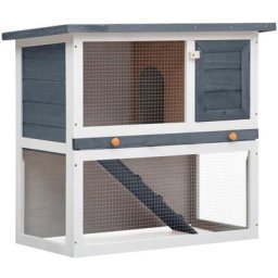 Kaninchenstall 1 Tür Grau Holz Vidaxl Grau
