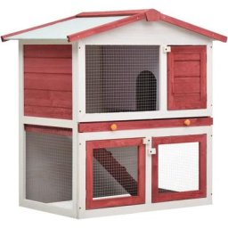 Kaninchenstall 3 Türen Rot Holz Vidaxl Rot