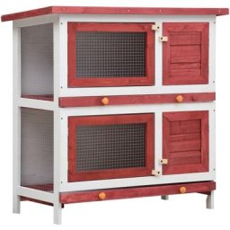 Kaninchenstall 4 Türen Rot Holz Vidaxl Rot