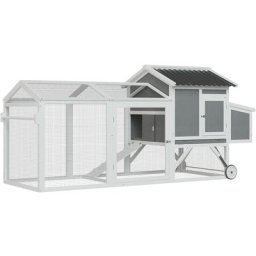PawHut Hühnerstall Hühnerhaus mit Nistkasten Hühnervoliere mit Rädern und Griff Gehege