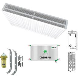 Universalheizkörper Kompakt Ventilheizkörper 6 Anschlüsse T33 300x1000-1349W - Reinweiß Ral 9016