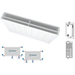 Typ 33 Universalheizkörper Ventilheizkörper Mittelanschluss mit 8 Anschlüssen 400 x 1200