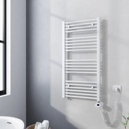 Meykoers Elektrischer Handtuchtrockner Weiß Badheizkörper mit 500W digital Thermostat 100x50cm Weiß