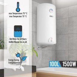 Elektro Warmwasserspeicher - 100 Liter Speicher, 1500W Heizleistung und Thermometer,