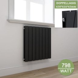 Design Heizkörper Anthrazit Flachheizkörper Heizung Horizontal Doppellagig 630x616mm - Elegant