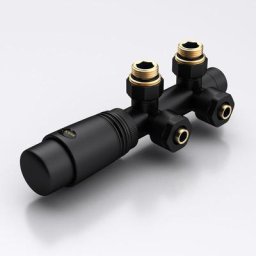 doporro Design Anschlussventil für Heizkörper mit Thermostat Schwarz Mittelanschluss 187 mm