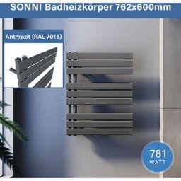 Badheizkörper Handtuchhalter Anthrazit Handtuchwärmer Panel Handtuchtrockner,76x60cm