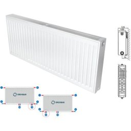 Typ 22 Universalheizkörper Ventilheizkörper Mittelanschluss mit 8 Anschlüssen T22 600 x 1400