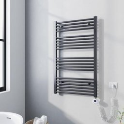 Elektrischer Handtuchtrockner mit 500W digital Thermostat 100x60cm Anthrazit Badheizkörper