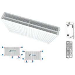 Typ 33 Universalheizkörper Ventilheizkörper Mittelanschluss mit 8 Anschlüssen T33 900 x 1200