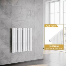 Heizkörper Weiß Horizontal Einlagig Design Flachheizkörper 630x616mm - Elegant