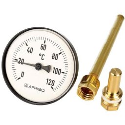 100 mm Bimetall Thermometer 0 - 120°C mit MS-Schutzrohr 40 mm - 63684 - Afriso