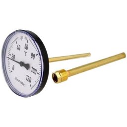 100 mm Bimetall Thermometer 0 - 120°C mit MS-Schutzrohr 150 mm - 63697 - Afriso