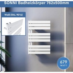 Badheizkörper Handtuchhalter Weiß Handtuchwärmer Panel Handtuchtrockner,76x50cm Seitenanschluss