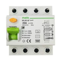 FI-Schutzschalter 25A - 30mA / 4-Pol / Typ b
