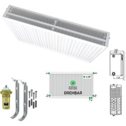 Universalheizkörper Kompakt Ventilheizkörper 6 Anschlüsse T33 300x1600-2158W - Reinweiß Ral 9016