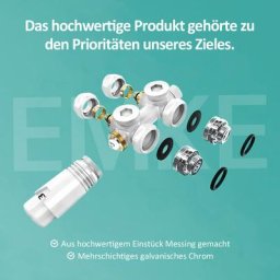 Hahnblock Thermostatventil Multiblock Set für Heizkorper Eck- und Durchgangsform φ16xG1/2 Weiß