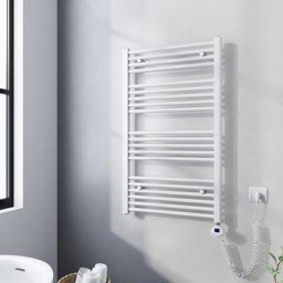 Elektrischer Handtuchtrockner Weiß Badheizkörper mit 500W digital Thermostat 100x60cm Weiß