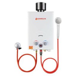 Camplux - Tankless Gasdurchlauferhitzer mit Regenkappe, 6L Outdoor Instant Gasdusche für