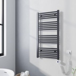 Elektrischer Handtuchtrockner mit 500W digital Thermostat 100x50cm Anthrazit Badheizkörper