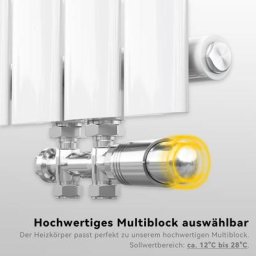 Heizkörper Multiblock Ventil Anschlussgarnitur Heizungszubehör Thermostat Chrom - Sonni