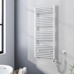 Elektrischer Handtuchtrockner Weiß Badheizkörper mit 500W digital Thermostat 120x50cm Weiß