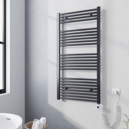 Elektrischer Handtuchtrockner mit 600W digital Thermostat 120x60cm Anthrazit Badheizkörper