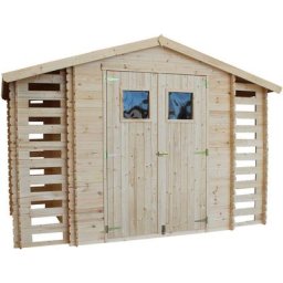 Gartenhaus mit Brennholzregal aus Holz 5,47 m2 - Gartenschuppen Holz – B206xL328xH218 cm