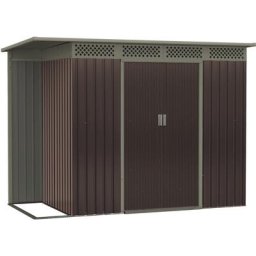 Gerätehaus, Gartenhaus, Geräteschuppen mit Schiebetür, Lüftungsfenster, Pultdach, Outdoor, Stahl,