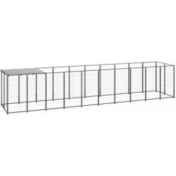 Hundezwinger Schwarz 6,05 m² Stahl Vidaxl Schwarz