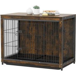 Hundekäfig xxl Hundebox Große Hunde, Hundehütte Indoor Holz mit 2 Gitter Türen und abnehmbares