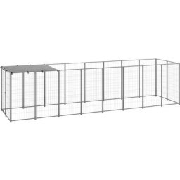 Hundezwinger Silbern 4,84 m² Stahl Vidaxl Silber