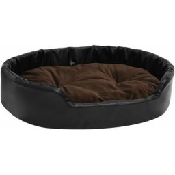 Hundebett Schwarz-Braun 90x79x20 cm Plüsch und Kunstleder Vidaxl Schwarz
