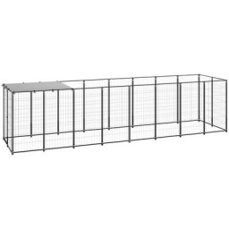 Hundezwinger Schwarz 4,84 m² Stahl Vidaxl Schwarz