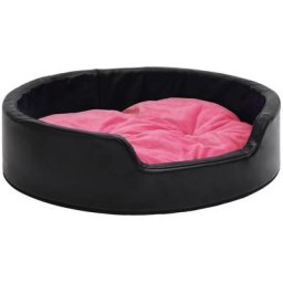 Hundebett Schwarz-Pink 90x79x20 cm Plüsch und Kunstleder Vidaxl Schwarz