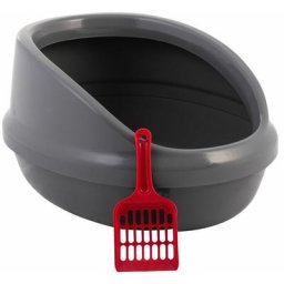 Kunststoff-Katzentoilette mit erhöhtem Rand und Schaufel, L50 x B39,4 x H27 cm, Einheit,