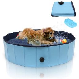 Hundepool Schwimmbecken Kleber Hundebecken Faltbarer Swimmingpool 12030CM - Blau - Randaco