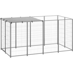 Vidaxl - Hundezwinger Silbern 2,42 m² Stahl Silber