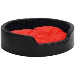 Hundebett Schwarz-Rot 99x89x21 cm Plüsch und Kunstleder Vidaxl Schwarz