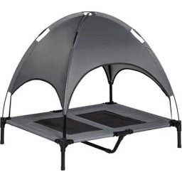 Haustierbett mit Baldachin, Erhöhtes Hundebett, Hundeliege outdoor mit Dach, Atmungsaktiv,