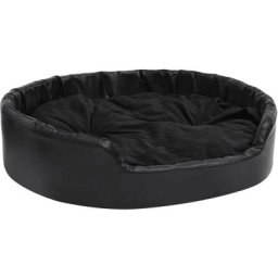 Hundebett Schwarz 99x89x21 cm Plüsch und Kunstleder Vidaxl Schwarz