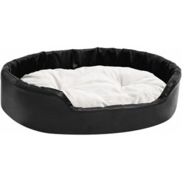 Hundebett Schwarz-Beige 90x79x20 cm Plüsch und Kunstleder Vidaxl Schwarz
