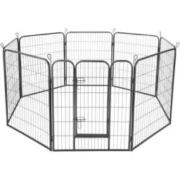 Tectake - Welpenauslauf 8-eckig - Freilaufgehege, Freigehege, Welpengitter - 100 cm - grau