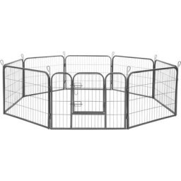 Tectake - Welpenauslauf 8-eckig - Freilaufgehege, Freigehege, Welpengitter - 60 cm - grau